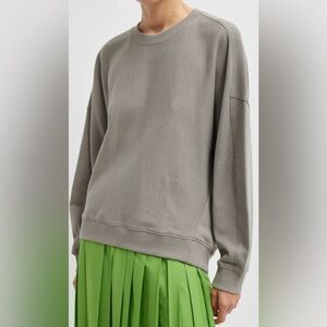 Tibi lightweight sweatshirting crew neck sweatshirt sweater dark stone tan small